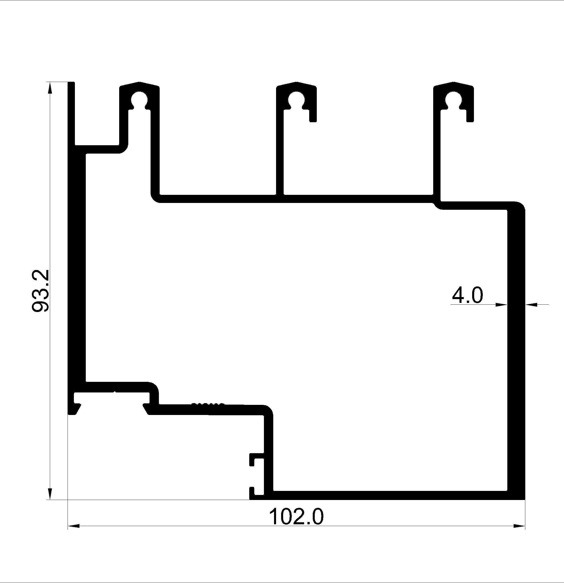 3-Track System &ndash; 93.2 mm with Fixed Panel