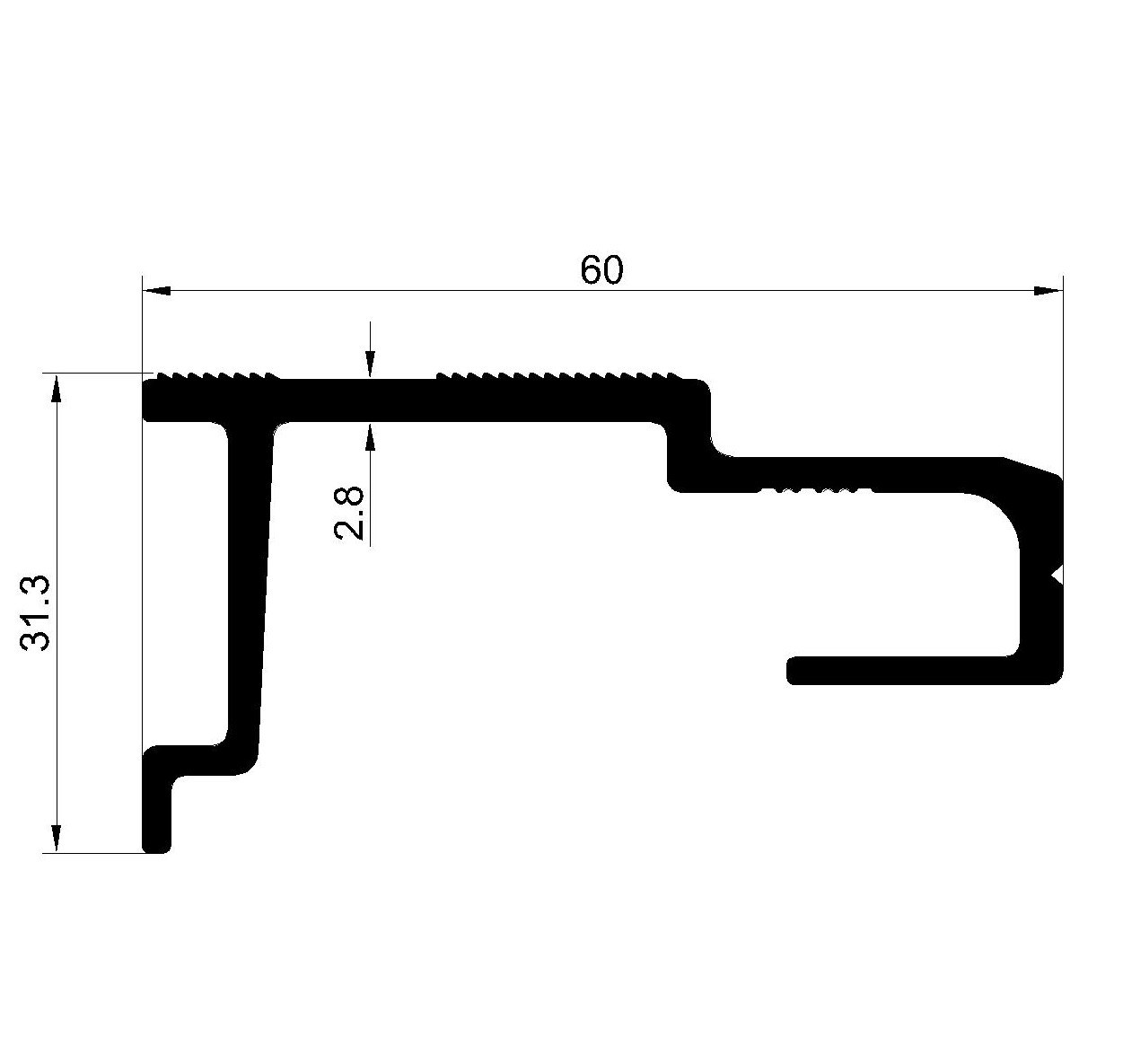 U Profile for Stone &ndash; 31.3 &times; 60 mm